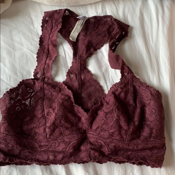 Free people maroon purple lace racer back bralette - Picture 1 of 2